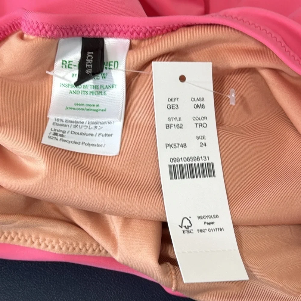 J. Crew Scoopneck One Piece Swimsuit Women's Plus 24 Pink New  BF162‎